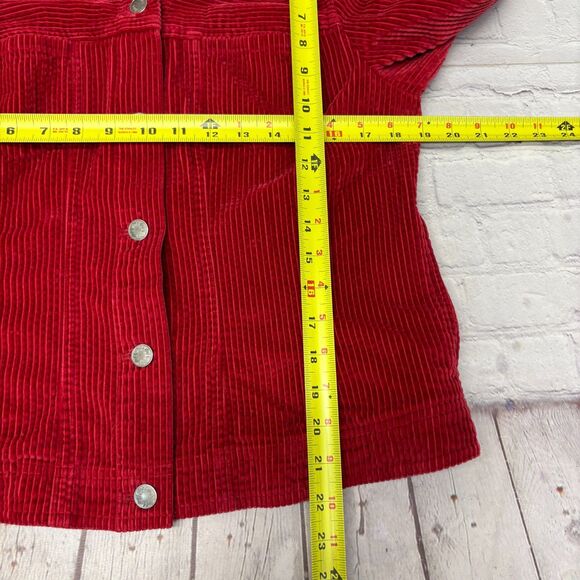 J Jill Women Corduroy Jacket Size Medium Red C036 -29 - Picture 4 of 16